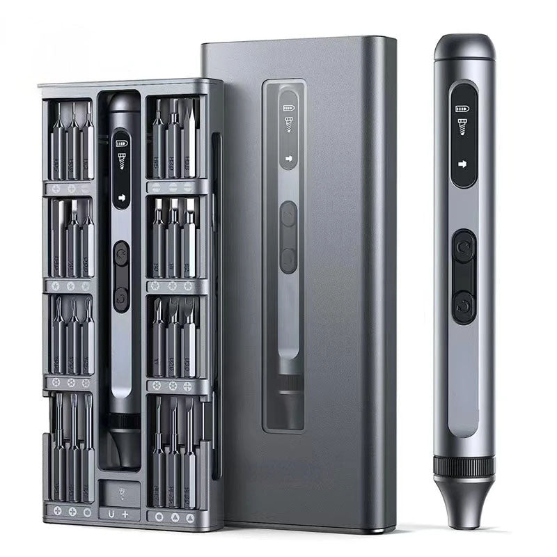 alt: Professional Electric Precision Screwdriver Set High Torque Magnetic Motor with 48 S2 Steel Bits and LED Light