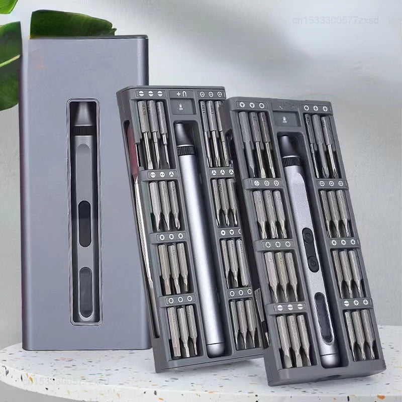 alt: Professional Electric Precision Screwdriver Set with High Torque Magnetic Motor 48 S2 Steel Bits and LED Light