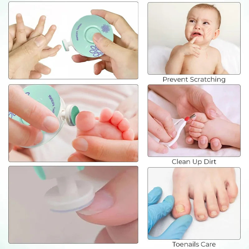 Toddler Baby Electric Nail Trimmer With 6 Grinding Heads Safe File