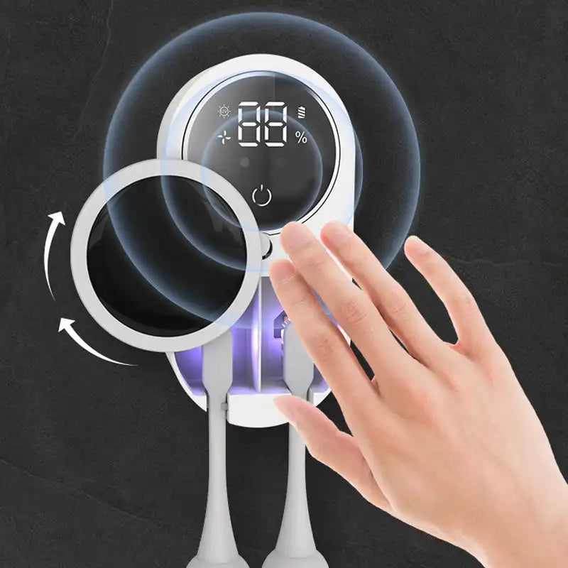 UV C Toothbrush Sanitizer With Air Drying System Rechargeable Wall Mounted