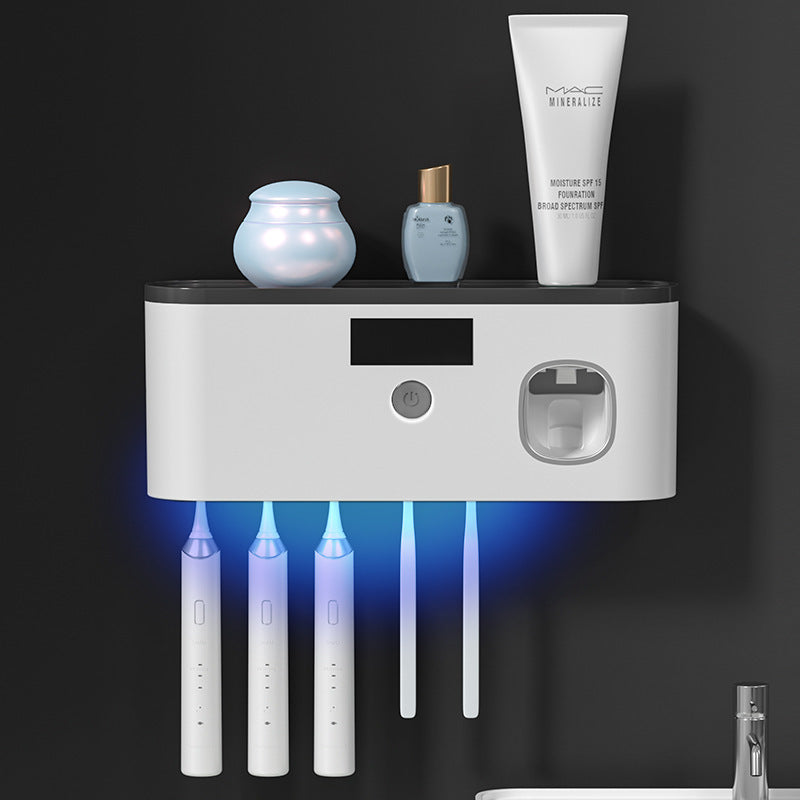UV Toothbrush Storage Sanitizer Holder With Toothpaste Squeezer And Solar Charging