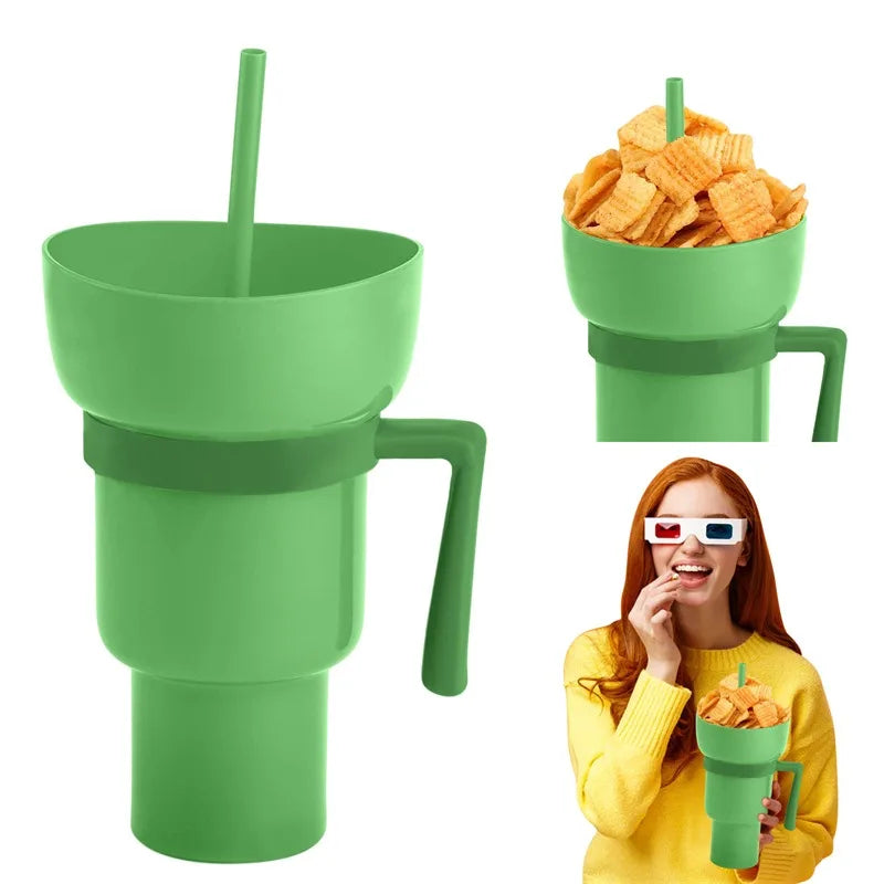 32oz Color Changing Stadium Cup with Snack Bowl - The Ultimate 2-in-1 Snack and Drink Solution