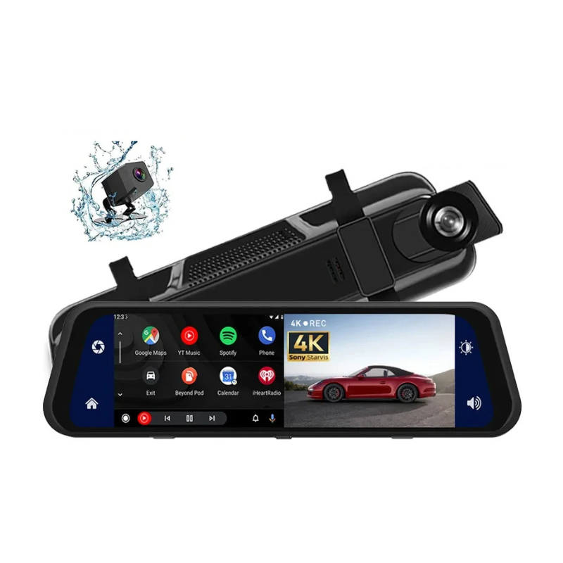 12" 4K Mirror Dash Cam: Ultimate Front &amp; Rear Camera System for Complete Driving Protection