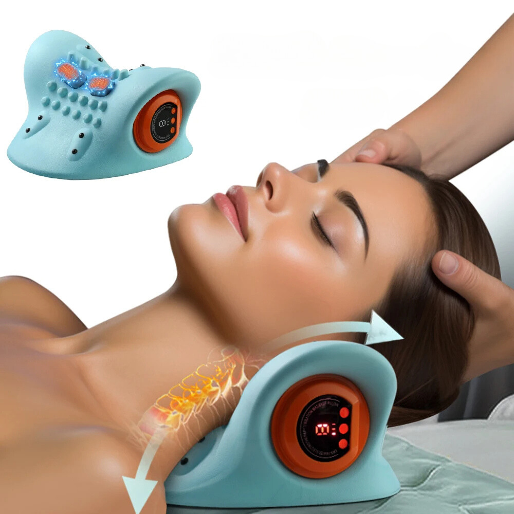EMS Cervical Massager Stretcher – Drug-Free Neck Pain Relief with Heat &amp; Traction Therapy