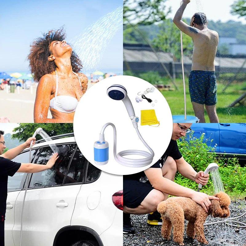 5200mAh Portable Camping Shower – High-Pressure, USB Rechargeable Outdoor Shower for Camping, Pets &amp; Car Cleaning