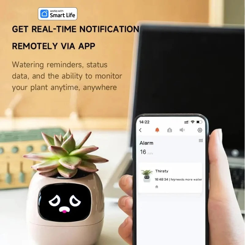 Smart Small Flower Pot – AI-Powered Self-Watering Planter with Digital Photo Frame