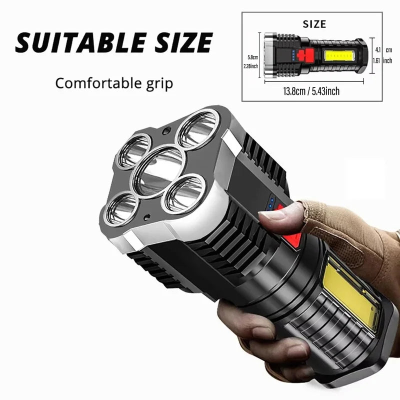 High Power LED Flashlight – 100m Beam, Rechargeable &amp; Weather-Resistant for Outdoor Adventures
