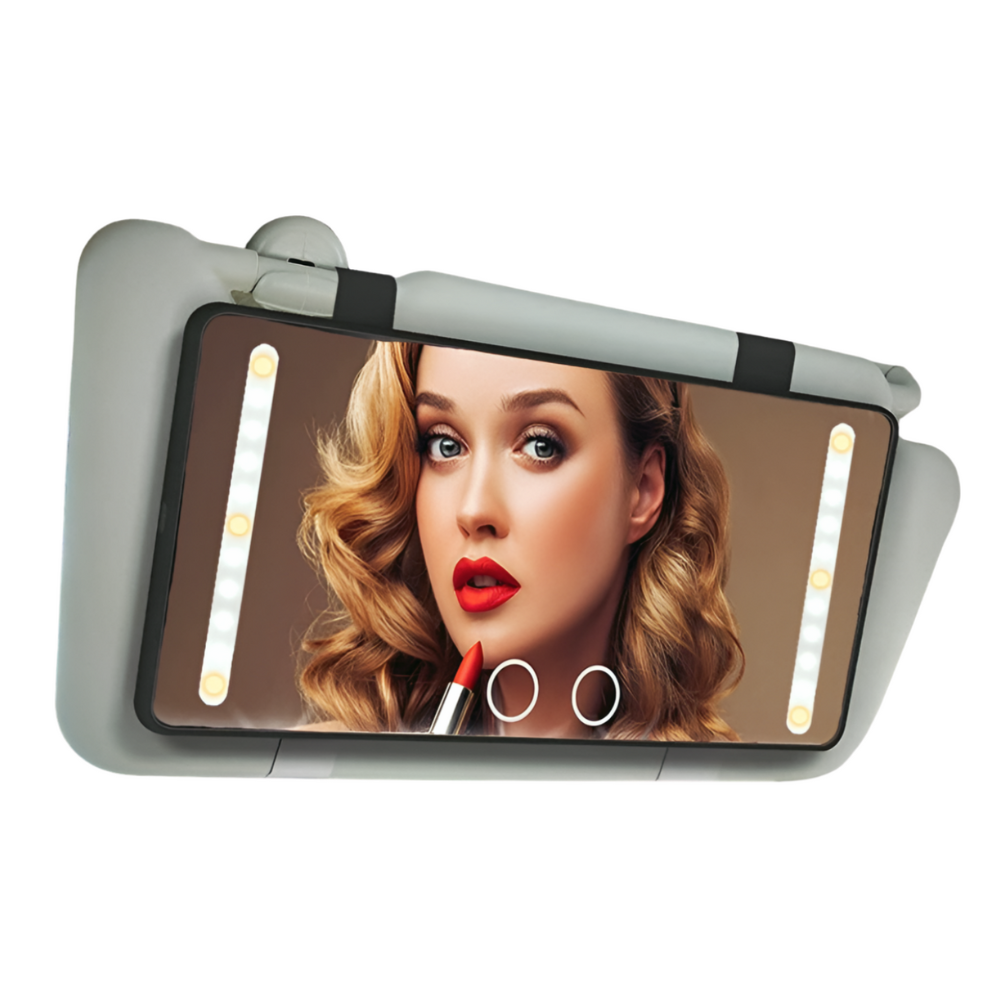LED Car Makeup Mirror – Your On-the-Go Beauty Studio with Touch-Control Lighting