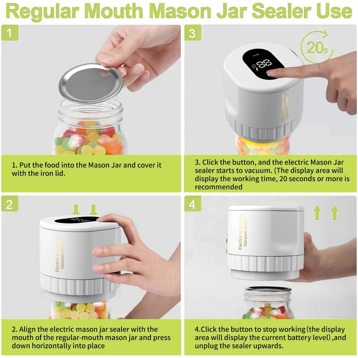 Vacuum Jar Sealer – Preserve Freshness &amp; Extend Shelf Life for Pantry Staples