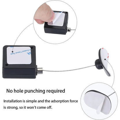 Fecho de Cabo para Controlo Remoto de Cabeceira - Corrente de Segurança Retrátil Anti-Perda de 2m para Comandos de TV, Jogos e Ar Condicionado (Pack de 2)
