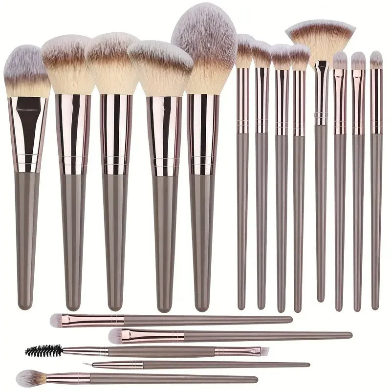 Set Kuas Rias Profesional - 3-20 Kuas Lengkap untuk Aplikasi Alas Bedak, Perona Mata, Perona Pipi, Highlighter, dan Concealer yang Sempurna