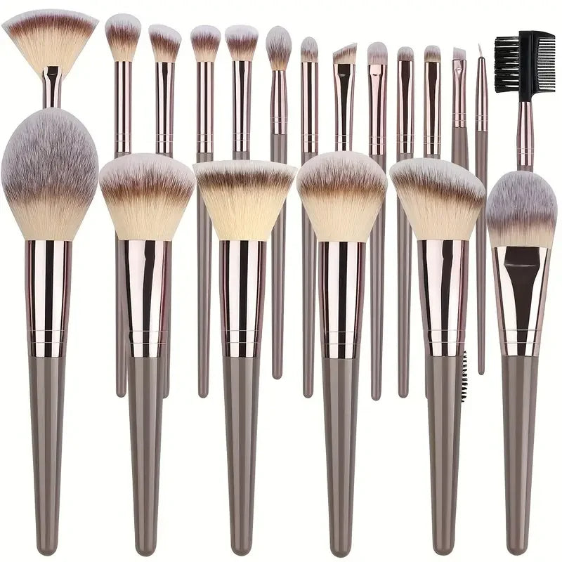 Set Kuas Rias Profesional - 3-20 Kuas Lengkap untuk Aplikasi Alas Bedak, Perona Mata, Perona Pipi, Highlighter, dan Concealer yang Sempurna
