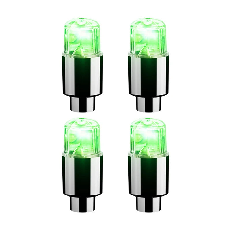 Lastik Supap LED Kapakları - Arabalar, Motosikletler ve Bisikletler için Hareketle Etkinleştirilen Tekerlek Işıkları - Su Geçirmez Renkli Lastik Supap Sapı Işıkları - 4 Parçalı Set