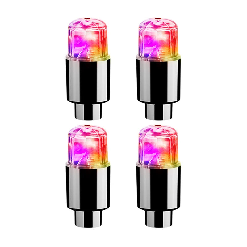 أغطية صمام الإطارات LED - أضواء عجلات تعمل بالحركة للسيارات والدراجات النارية والهوائية - أضواء ساق صمام الإطارات الملونة المقاومة للماء - طقم من 4 قطع