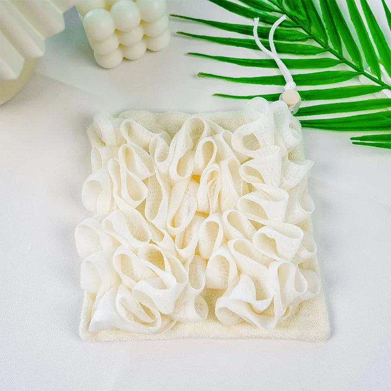 Spugna da bagno 2 in 1 con sacchetto per sapone - Spugna da doccia esfoliante a doppia faccia e salvietta 