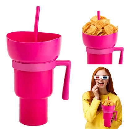 32oz Renk Değiştiren Stadyum Kupası, Atıştırmalık Kasesi ve Pipet - 2'si 1 Arada Atıştırmalık ve İçecek Kombinasyonu