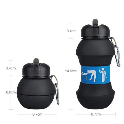 Borraccia Pieghevole a Forma di Palla Sportiva - Bottiglia d'Acqua in Silicone Collassabile con Design a Prova di Perdite e Gancio di Trasporto