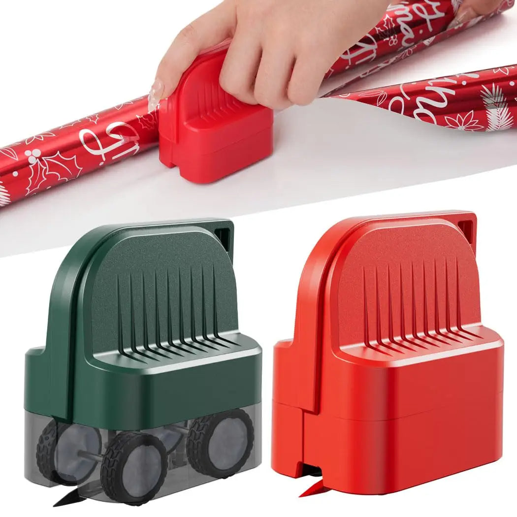 Semi-Automatic Heat Tape Dispenser with Dual Core Rotary Cutter - Professional Gift Wrapping Tool