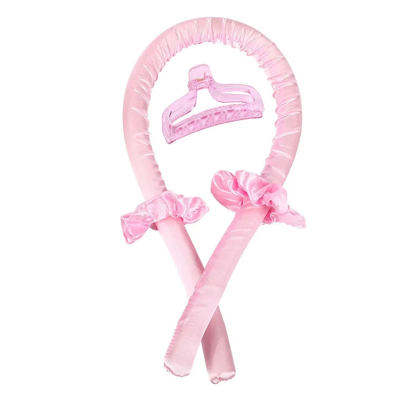 Heatless Curling Rod Headband - No Heat Overnight Hair Curler for All Hair Types - Silk Satin Ribbon Hair Styling Tool with Claw Clip