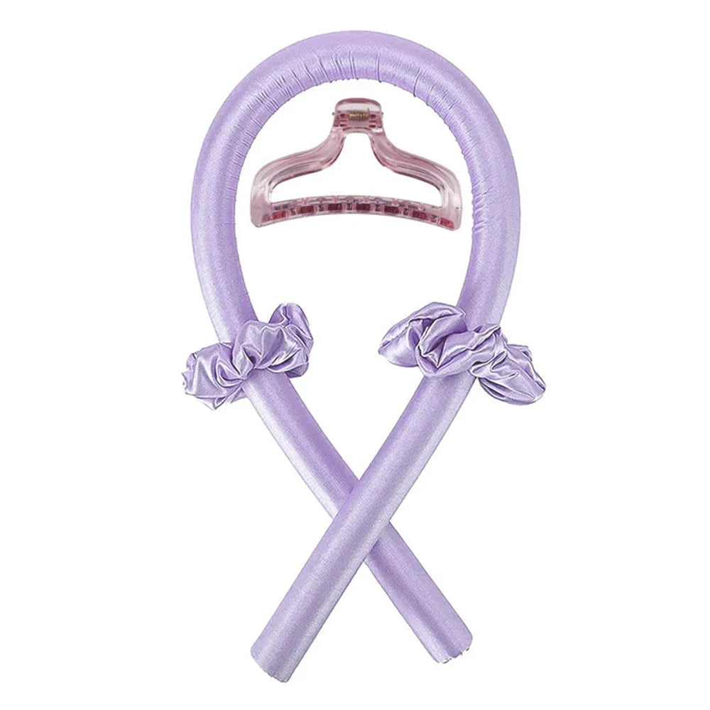 Heatless Curling Rod Headband - No Heat Overnight Hair Curler for All Hair Types - Silk Satin Ribbon Hair Styling Tool with Claw Clip