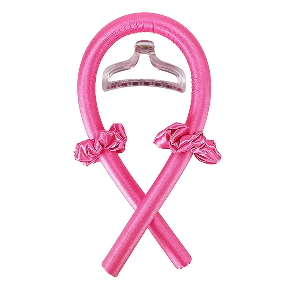 Heatless Curling Rod Headband - No Heat Overnight Hair Curler for All Hair Types - Silk Satin Ribbon Hair Styling Tool with Claw Clip