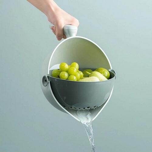 Cestello drenante rotante multifunzionale - Colino a maglia fine in PP per alimenti senza BPA per cucina, pasta, verdure e frutta