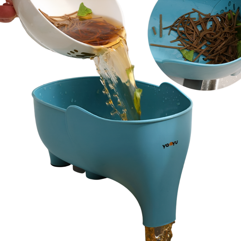かわいい象の形をしたキッチンシンク排水バスケット2個セット - 多機能フードストレーナー＆野菜洗いバスケットセット