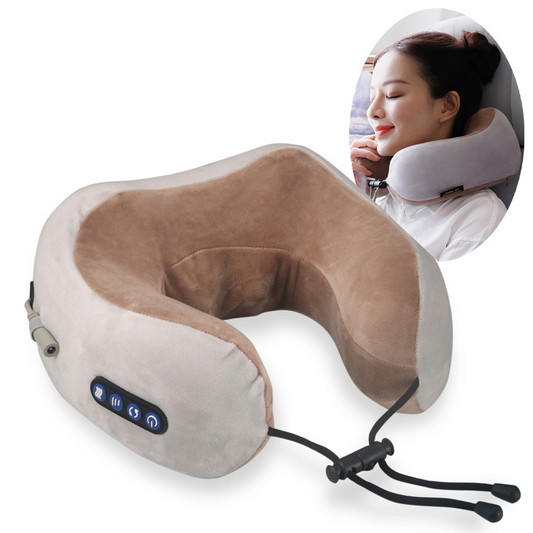 U-Shaped Shiatsu Neck Massager Pillow with Heat - Deep Tissue Kneading Massage, Rechargeable Portable Travel Pillow with Auto-Shutoff