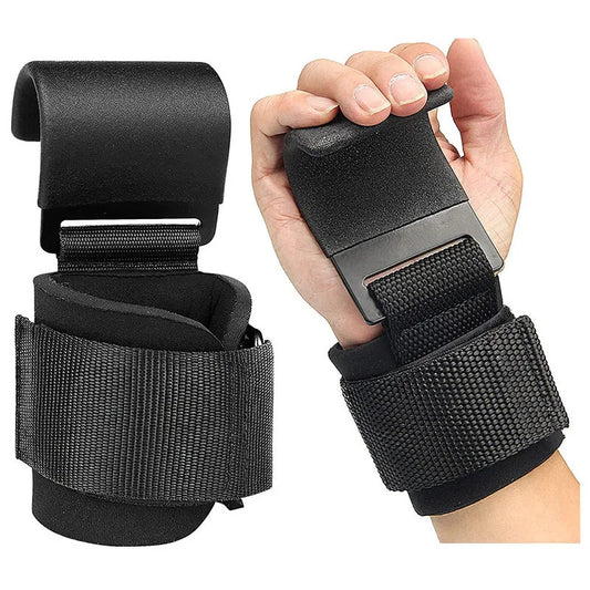 Ganci per Sollevamento Pesi Robusti con Cinghia da Polso Imbottita - Supporto Antiscivolo per Stacchi da Terra, Trazioni e Rematori