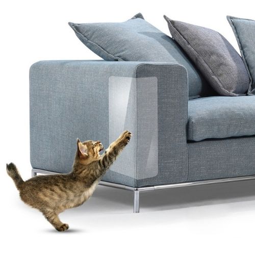 クリアビニール製家具猫爪とぎガードプロテクター2枚セット - ソファ、椅子、テーブル保護用の自己粘着性アンチスクラッチシールド