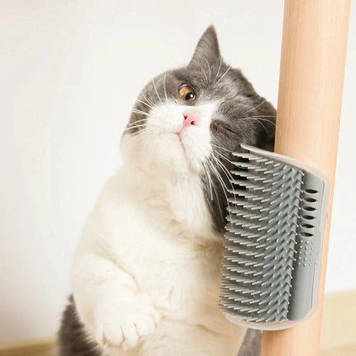 2x Cat Corner Scratcher Self Groomer - Seinälle kiinnitettävä kissaharja pehmeillä harjaksilla hellävaraiseen hierontaan ja turkinpoistoon