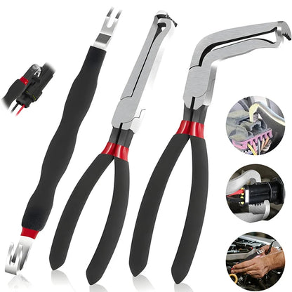 Set di 3 pinze per disconnessione elettrica automobilistica - Strumenti di rimozione connettori in acciaio al carbonio per iniettori, bobine di accensione e cablaggi