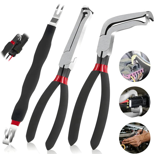 Set di 3 pinze per disconnessione elettrica automobilistica - Strumenti di rimozione connettori in acciaio al carbonio per iniettori, bobine di accensione e cablaggi