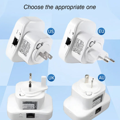 2.4GHz WiFi Repeater Range Extender 300Mbps Wireless Signal Booster Plug and Play Setup
