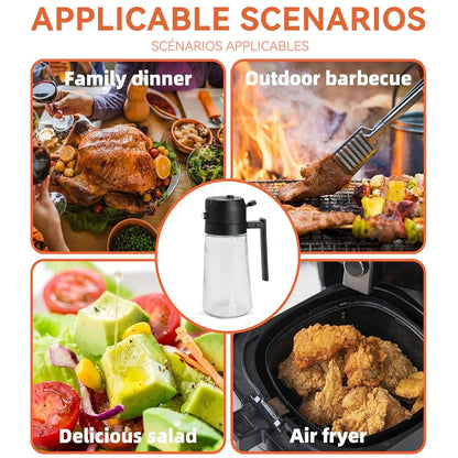 2 in 1 Oil Spray Bottle and Dispenser Dual Function Kitchen Oil Sprayer with Pour Spout for Cooking Grilling and Salad Dressing Blue
