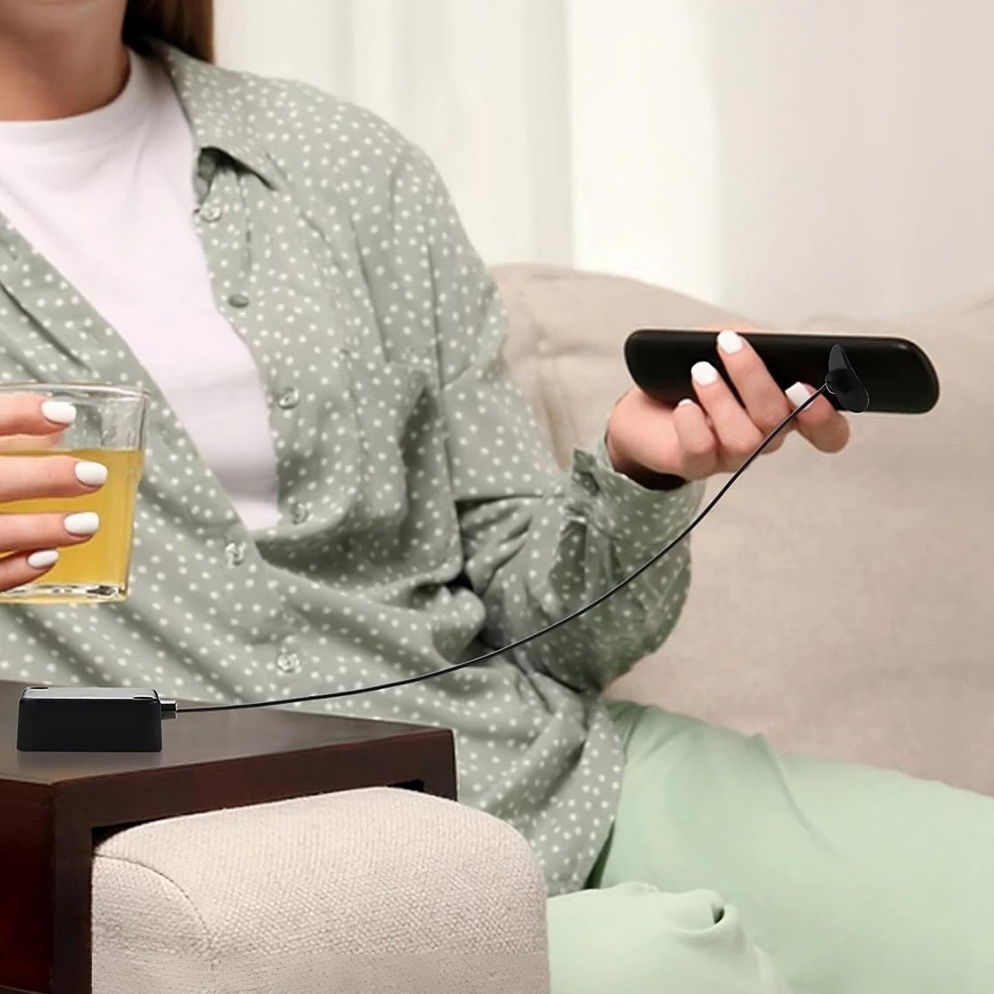 Fecho de Cabo para Controlo Remoto de Cabeceira - Corrente de Segurança Retrátil Anti-Perda de 2m para Comandos de TV, Jogos e Ar Condicionado (Pack de 2)