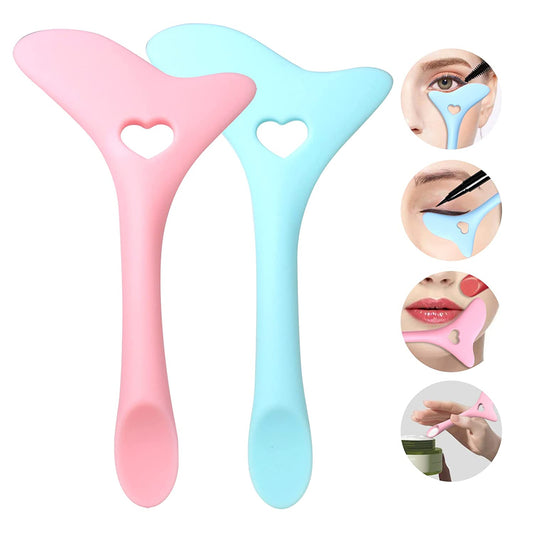 2x Silicone Eyeliner Makeup Stencil Reusable Winged Eyeliner Guide and Mascara Shield Guard Tool Set Transparent
