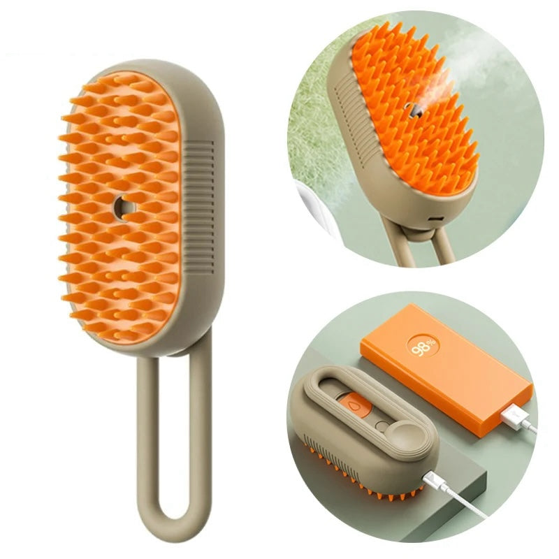3 in 1 Cat Steam Brush päivitetty versio yhdistää höyrytys-, harjaus- ja ryppyjä poistavat toiminnot, valmistettu korkealaatuisista materiaaleista, turvallinen ja tehokas lemmikkieläinten hoitoon.
