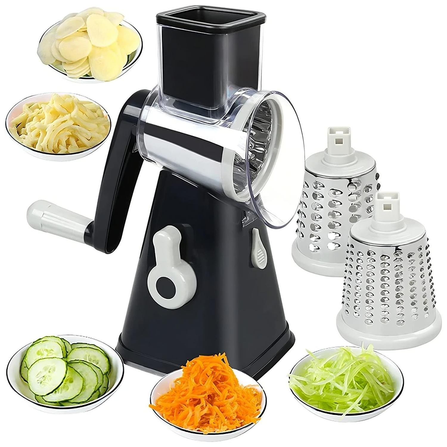 Grattugia per Formaggio e Affettaverdure Rotante 3 in 1 Strumento da Cucina Multifunzionale