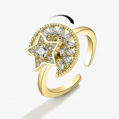 Anello Fidget Anti-Ansietà con Cristallo di Rame - Gioiello Anti-Stress Regolabile