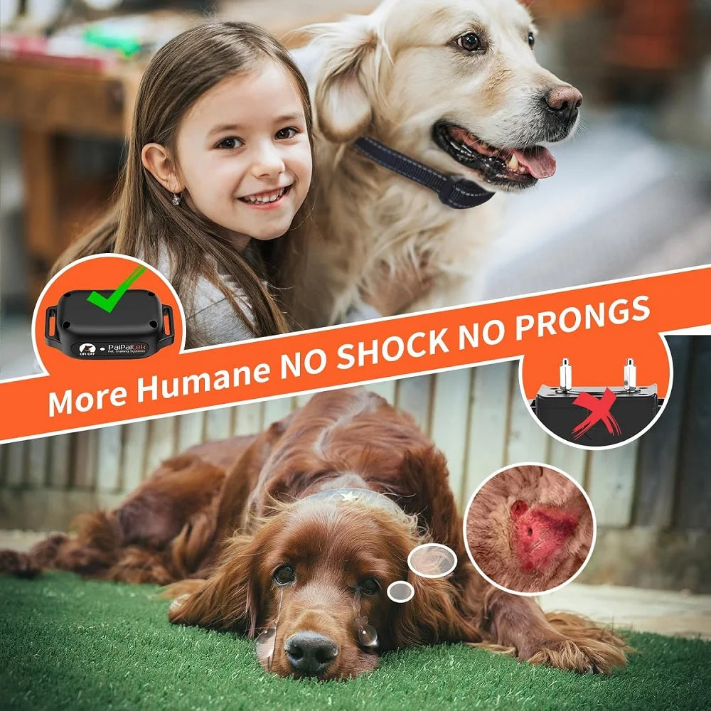 No Shock Dog Training -panta kaukosäätimellä - 3300 jalan värinäpanta koirille, 9 säädettävää tasoa, vedenpitävä ladattava inhimillinen lemmikkieläinten koulutuspanta piippauksella ja turvalukolla