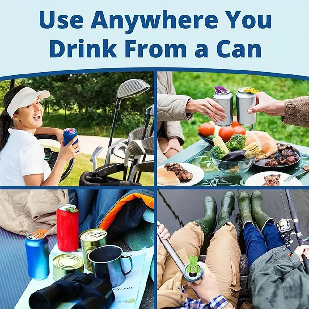 Soodatölkin kannen avaaja - Uudelleenkäytettävät, vuotamattomat BPA-vapaat tölkinsuojukset olkireiällä tavallisille sooda-, olut- ja juomatölkeille