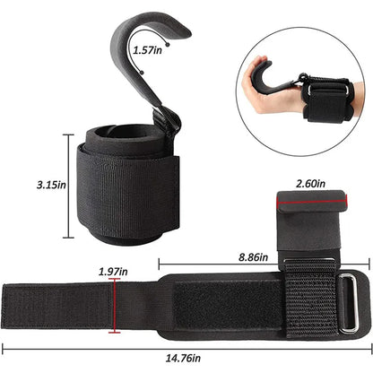 Ganci per Sollevamento Pesi Robusti con Cinghia da Polso Imbottita - Supporto Antiscivolo per Stacchi da Terra, Trazioni e Rematori