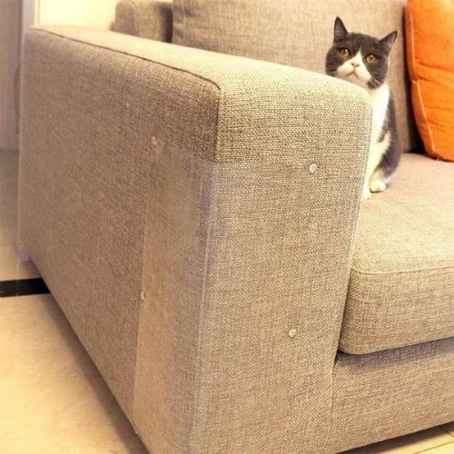 クリアビニール製家具猫爪とぎガードプロテクター2枚セット - ソファ、椅子、テーブル保護用の自己粘着性アンチスクラッチシールド
