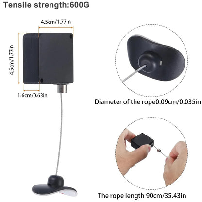 Fecho de Cabo para Controlo Remoto de Cabeceira - Corrente de Segurança Retrátil Anti-Perda de 2m para Comandos de TV, Jogos e Ar Condicionado (Pack de 2)