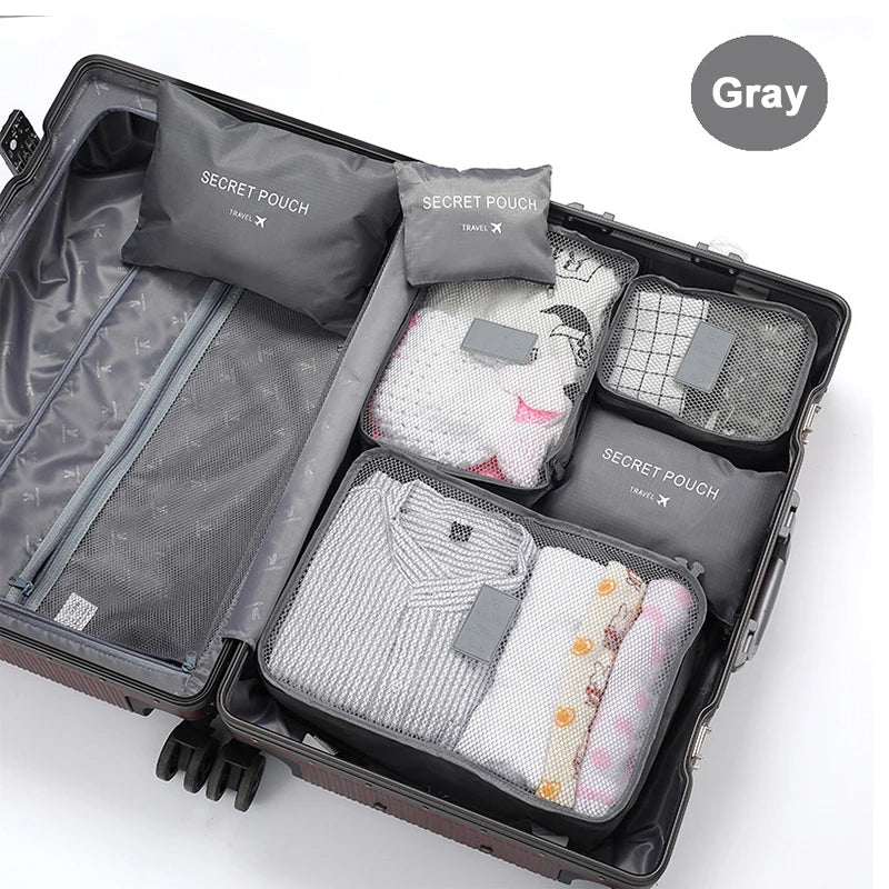 6ピース旅行用パッキングキューブセット 軽量荷物オーガナイザー収納バッグ 通気性メッシュ付き 一般
