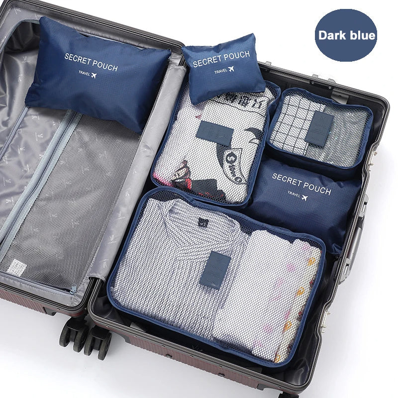 6ピース旅行用パッキングキューブセット 軽量荷物オーガナイザー収納バッグ 通気性メッシュ付き グリーン
