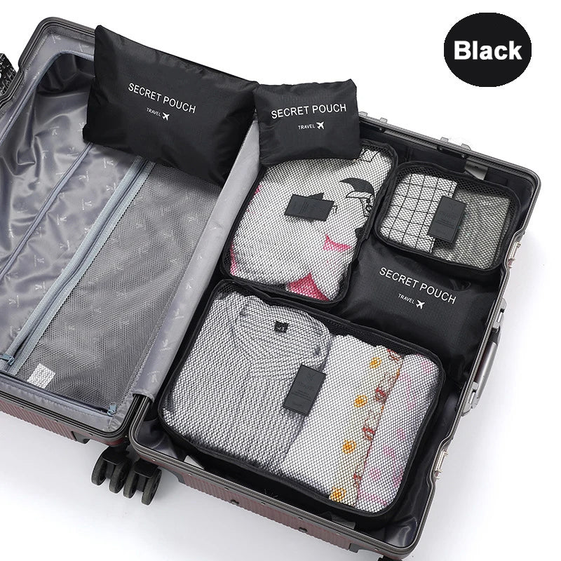 6ピース旅行用パッキングキューブセット 軽量荷物オーガナイザー収納バッグ 通気性メッシュ付き イエロー
