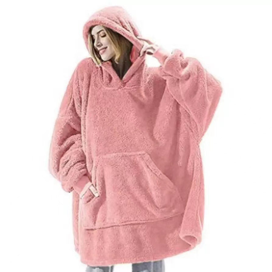 Oversized Hoodie Blanket – Reversible Sherpa Fleece Wearable Blanket Sweatshirt