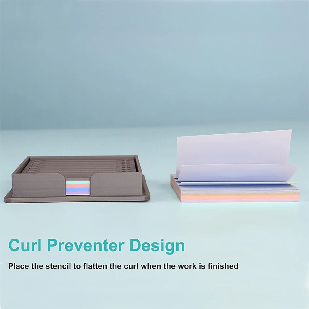 حامل ملاحظات لاصقة مع قالب - منظم ملاحظات Post-It مقاس 3x3 مع استنسل مدمج لمربعات الاختيار والخطوط والمربعات الدائرية